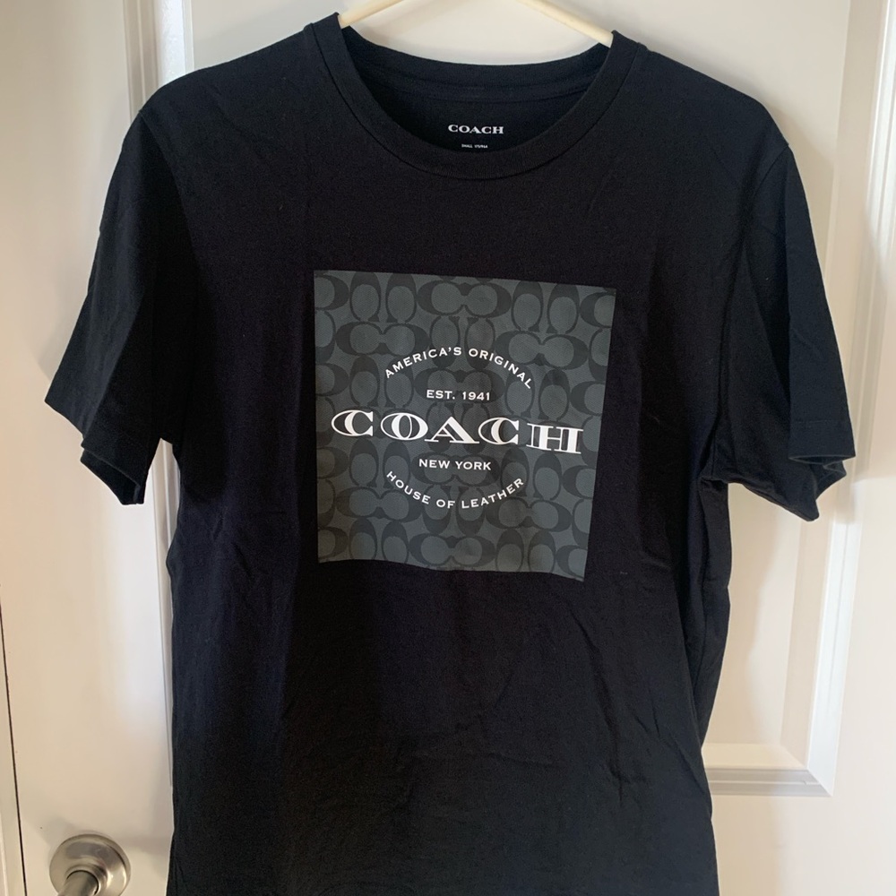Coach Men's Black Graphic Signature Square Tee